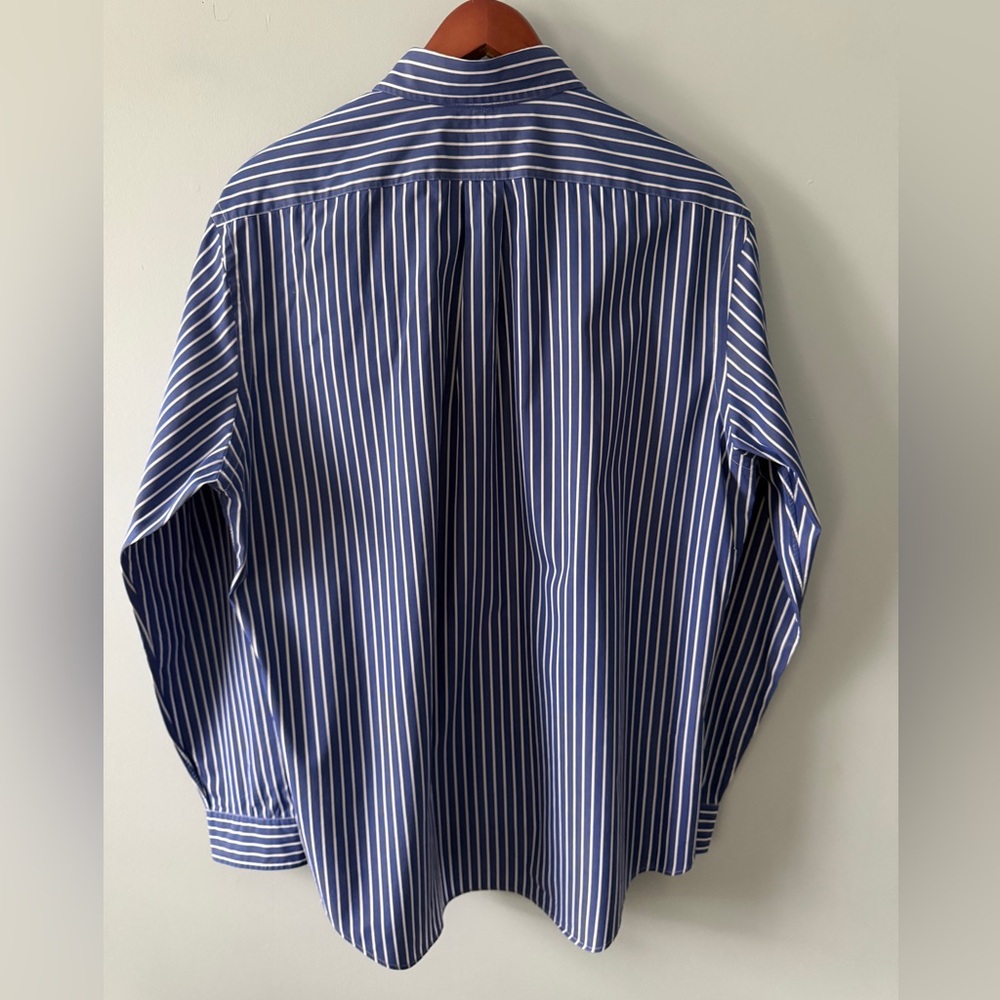 Polo Ralph Lauren Blue White Stripe Button Down Shirt XL Classic Fit Red Pony - Picture 8 of 16
